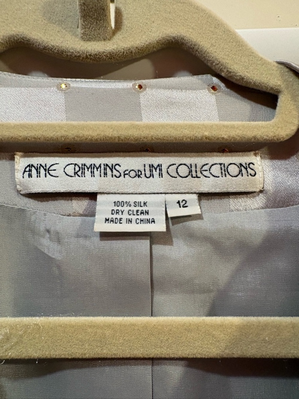 Vintage Anne Crimmons Umi Elegant Silver-Check Women's Jacket size 12 - Picture 3 of 4